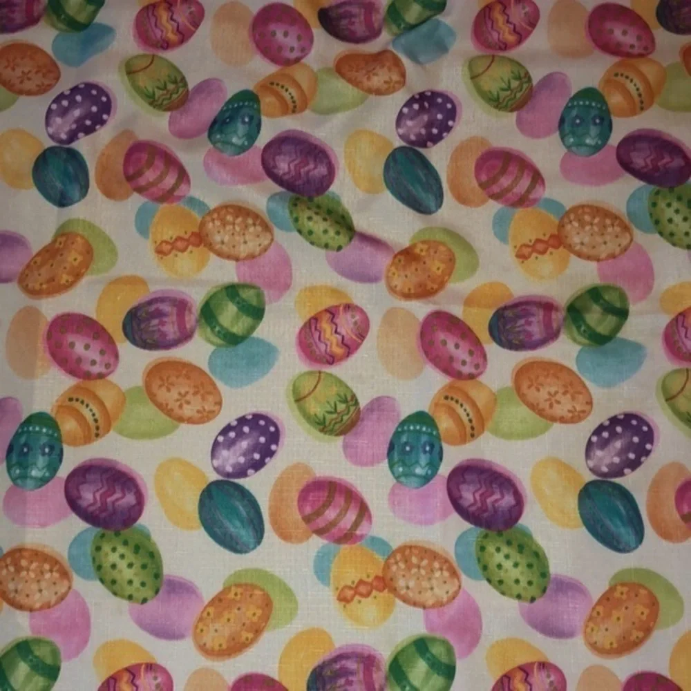 Easter Egg Print Eggs Fabric Tablecloth Multi color‎ 67x50”